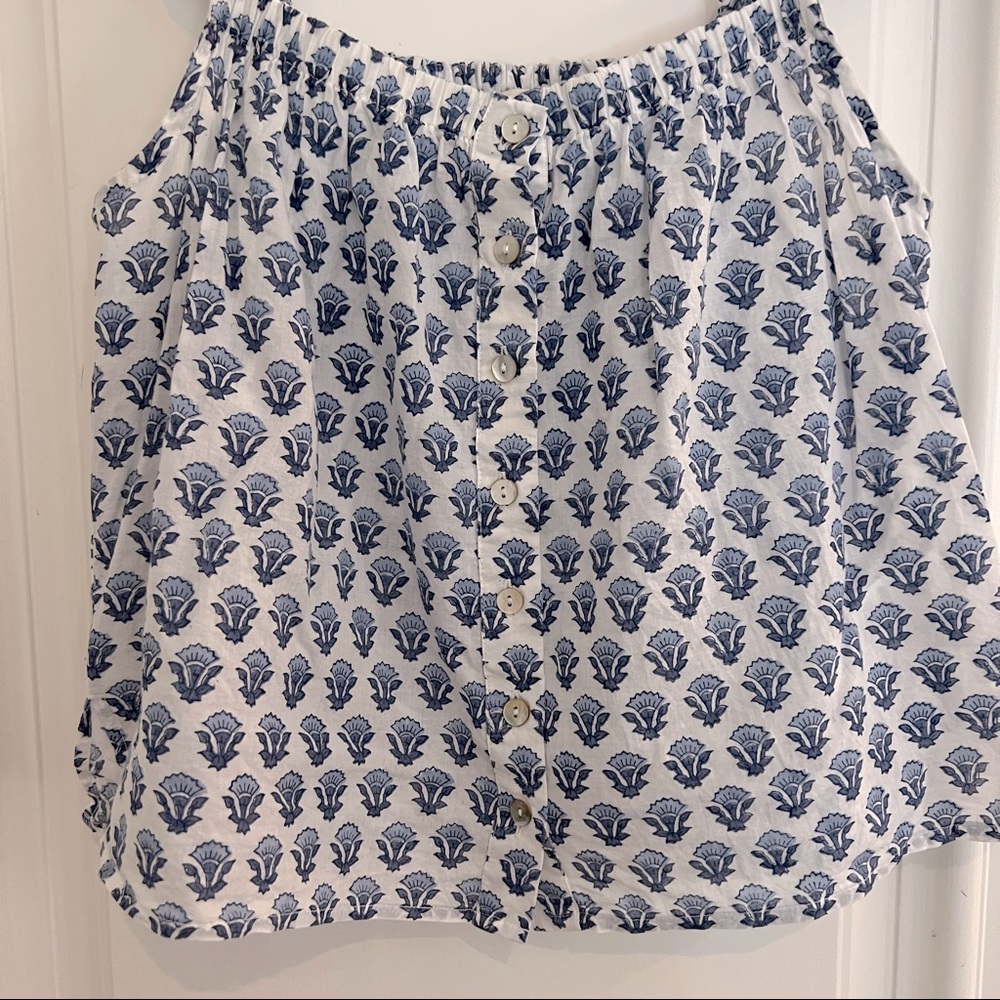 Cleobella Blue Patterned Button Tank - image 3